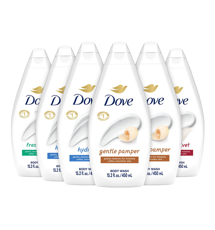 Dove Body Wash Variety 6-Pack – Hydrate, Gentle Pamper, Fresh Care, and Silky Velvet, 15.22 Oz Ea - Image 2