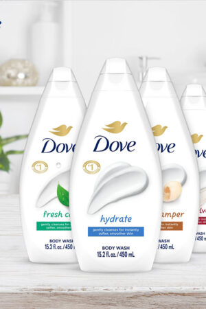 Dove Body Wash Variety 6-Pack – Hydrate, Gentle Pamper, Fresh Care, and Silky Velvet, 15.22 Oz Ea